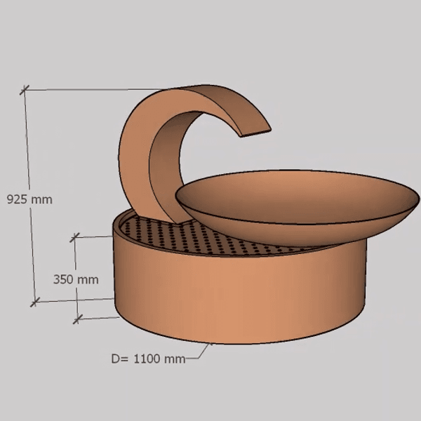 Hovedbilde Fontene Corten Vannfall med fat